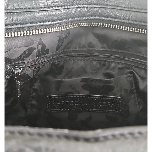 Rebecca Minkoff Regan Black Pebbled Leather Crossbody Double Handle Satchel - Picture 5 of 9